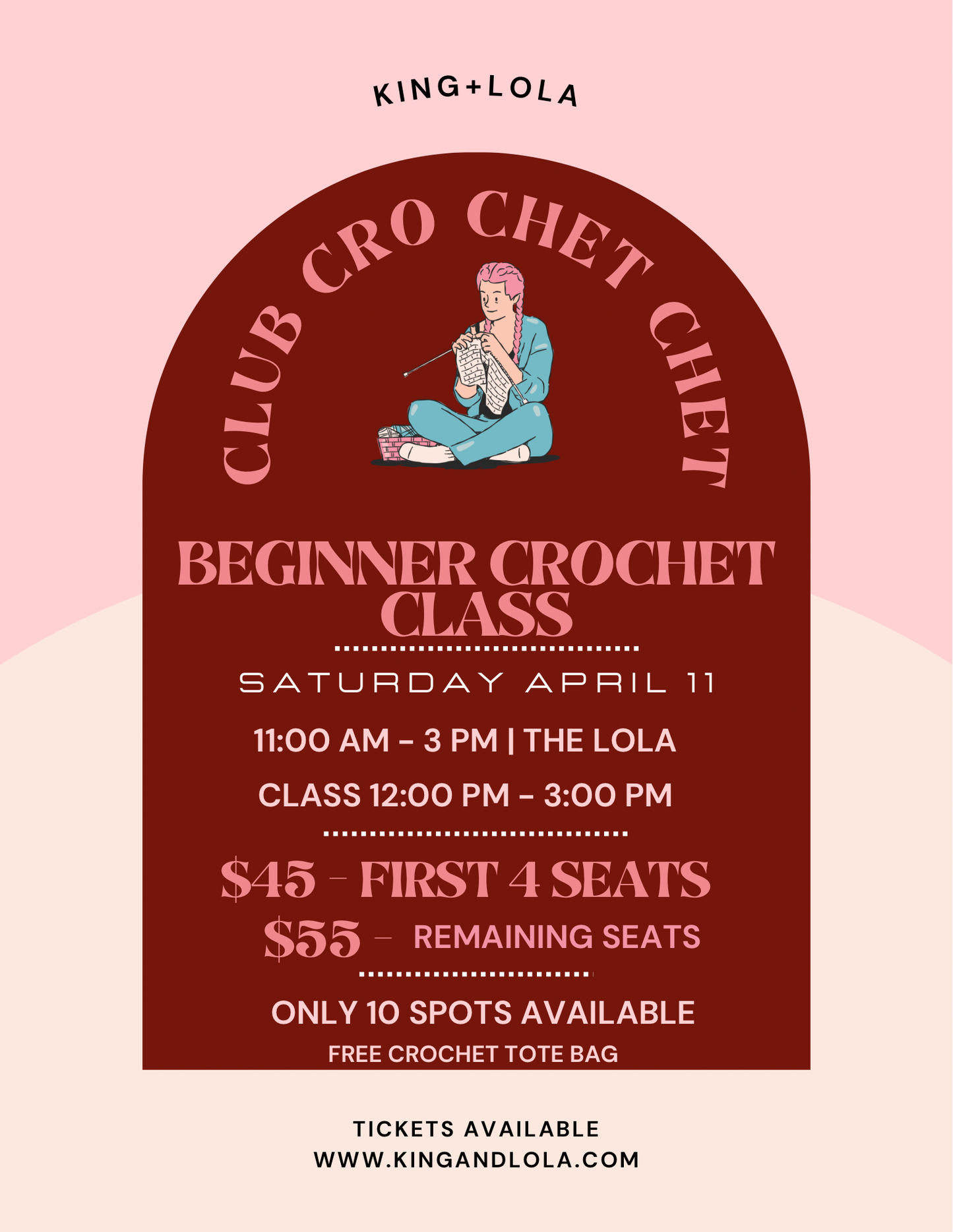 FOUNDERS STITCH Rate (4 slots) - Crochet Class - April 11, 2026 - KingandLola