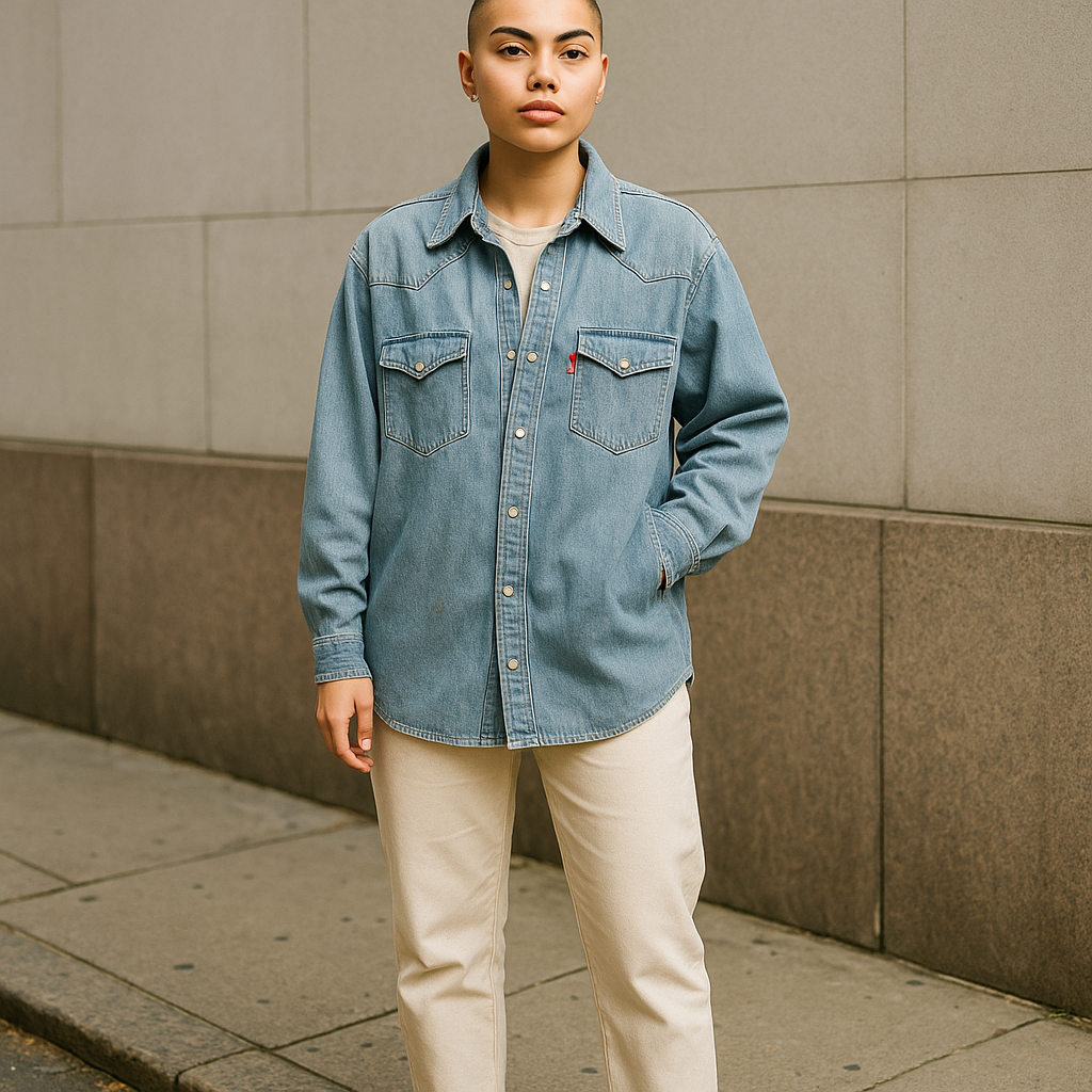 Looney Tunes Throwback – 90s Vintage Denim Button-Up