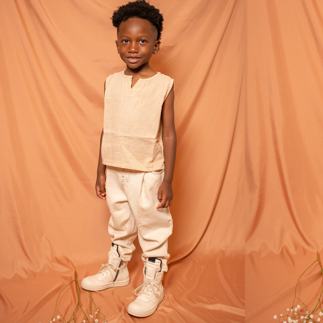 Cream - Beige Denim Pants