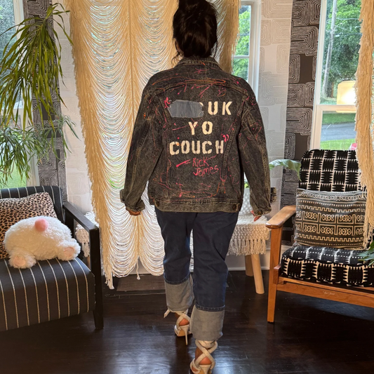 F@&k Yo Couch – Rick James” –  Denim Jacket Size Medium (Oversized Fit)