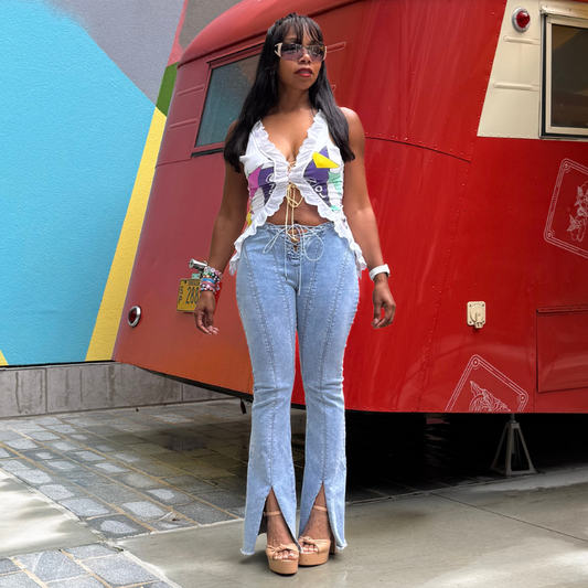 Laced Up & Low-Rise – Y2K Bootcut Jeans (27–28)