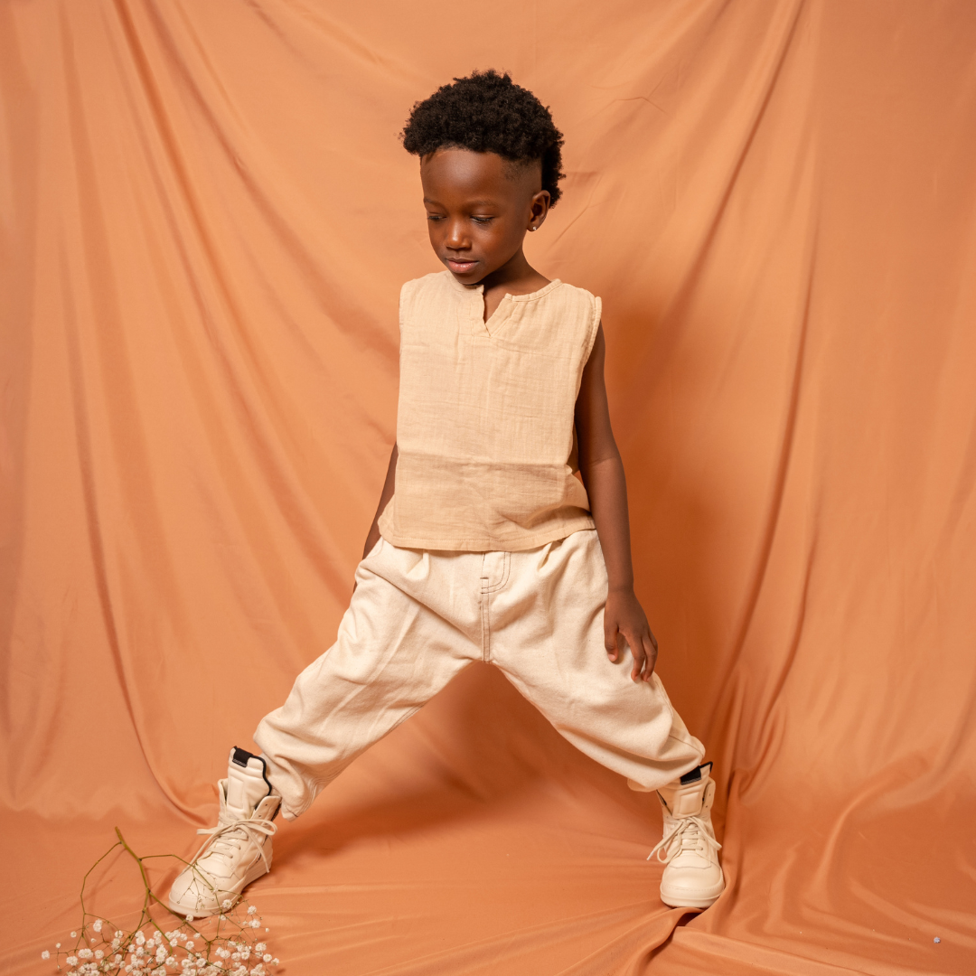 Cream - Beige Denim Pants