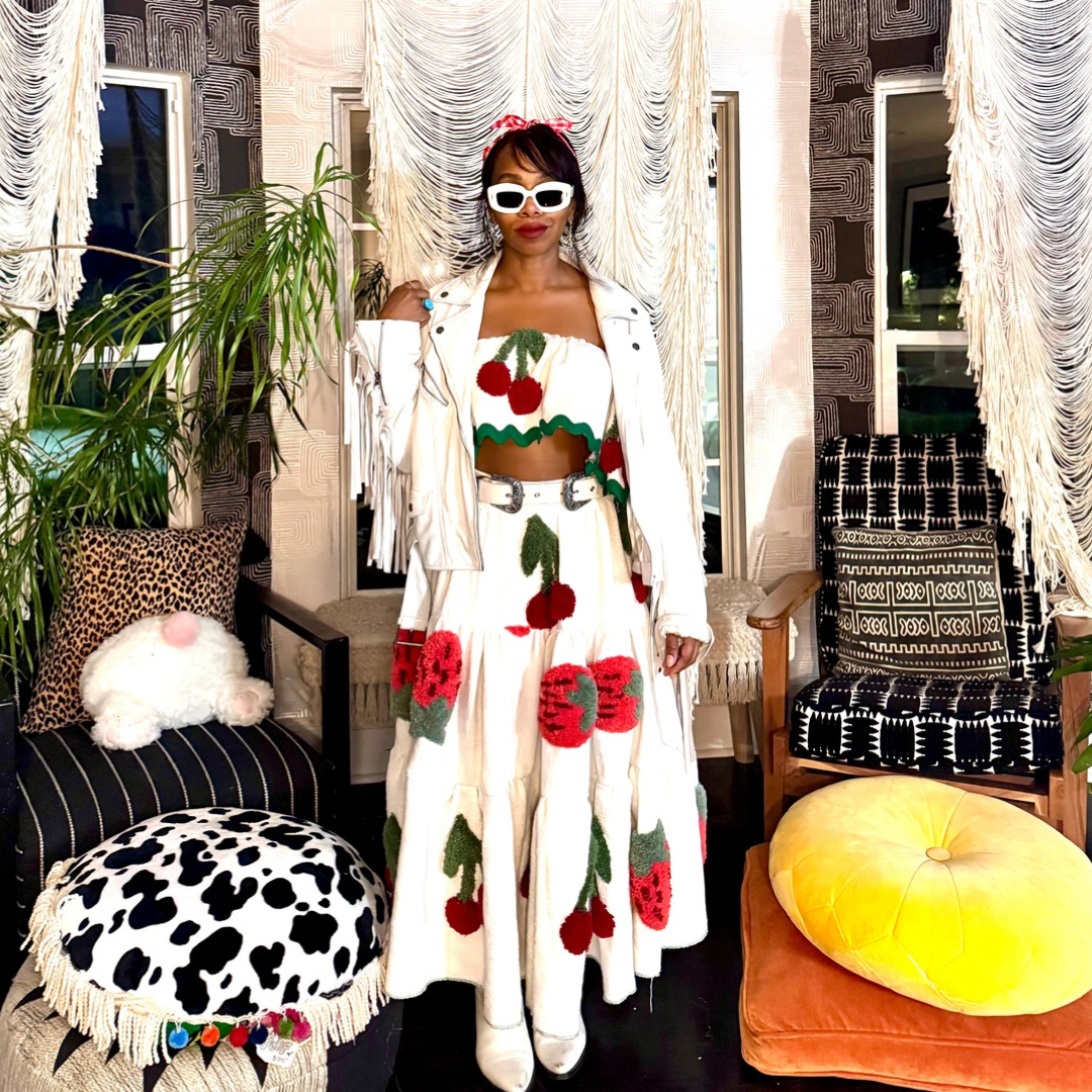 handmade Atlanta, unique two piece, cherry strawberry print,