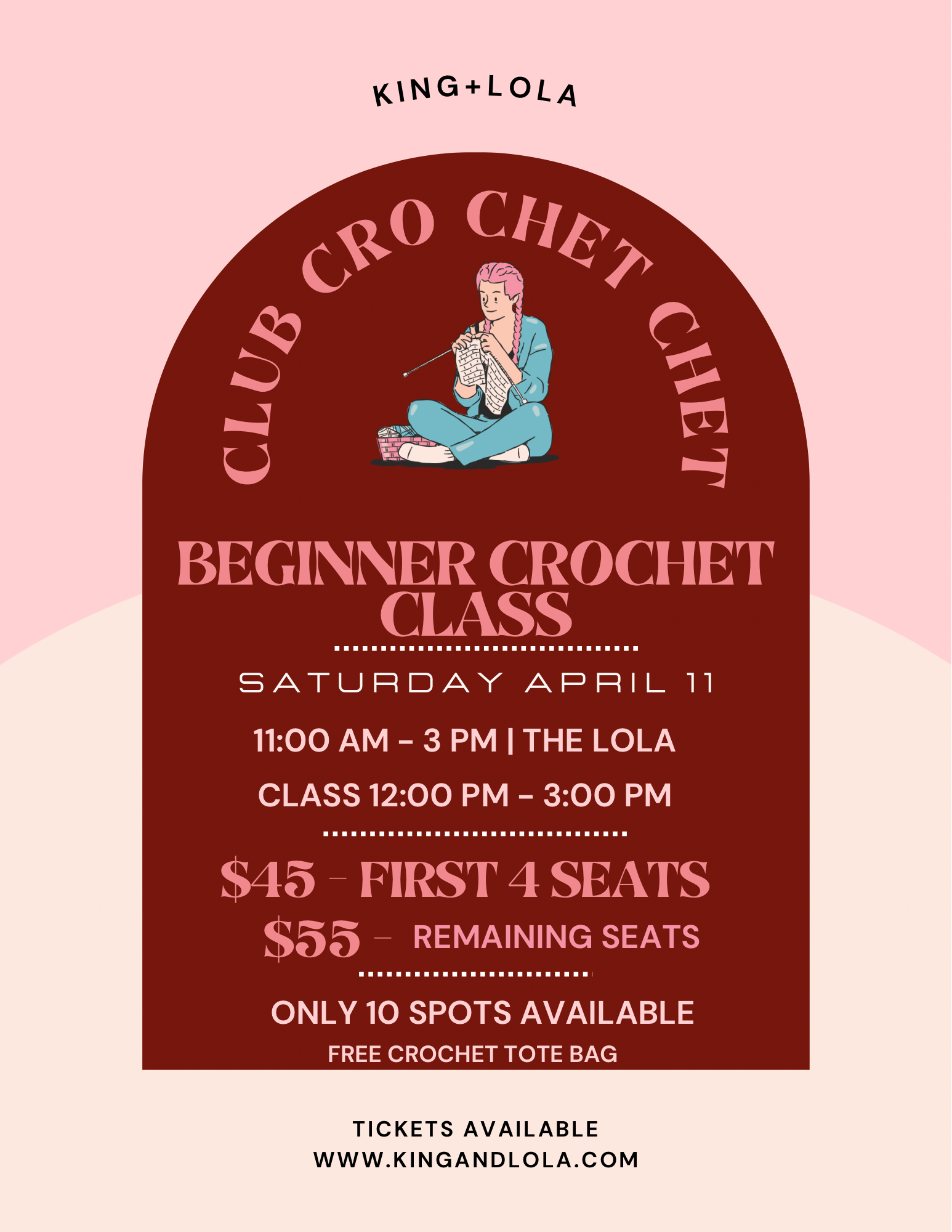FOUNDERS STITCH Rate (4 slots)  - Crochet Class - April 11, 2026 - KingandLola