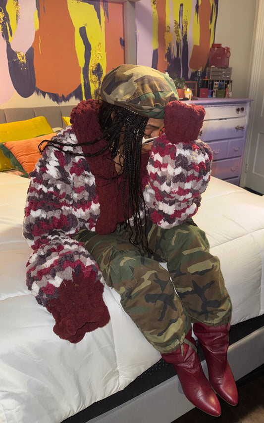 Burgundy Handmade Cropped Crochet Sweater | Boho Cozy Style - KingandLola