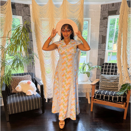 Vintage 70s Handmade Prairie Maxi Sundress