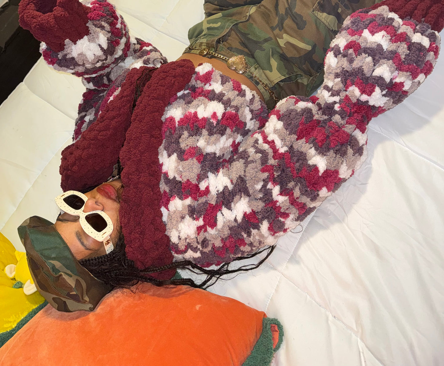 Burgundy Handmade Cropped Crochet Sweater | Boho Cozy Style - KingandLola