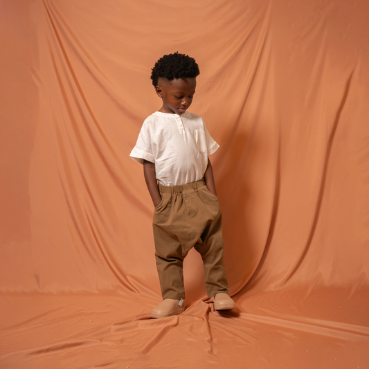 Short Sleeve Linen Top - 2 Button Henley