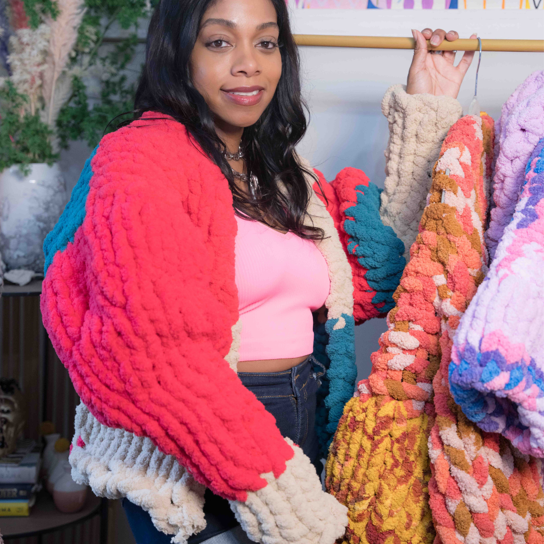 Brax Super Chunky Color-Blocked Hand Crochet Sweater – KingandLola