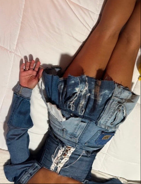 Denim Clouds Skirt - KingandLola