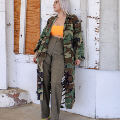 Vintage Adult Trench Camouflage Jacket with or without Distressed Back - KingandLola